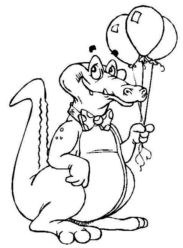 Kolorowanka online: Kolorowanka aligator z balonami